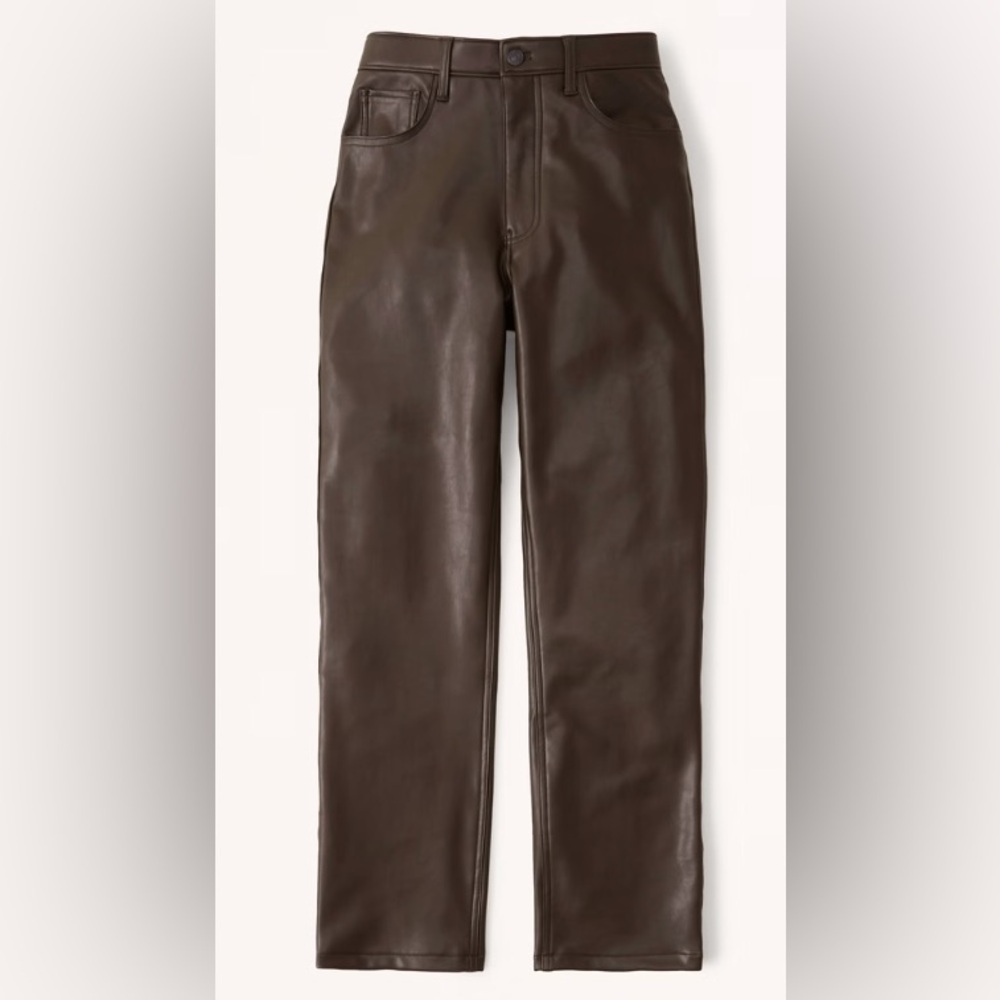 Abercrombie & Fitch Vegan Leather Pants 90s Straight Ultra High Rise Pants Sz 33